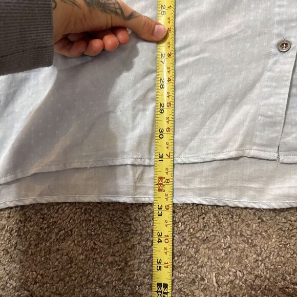 Lime Blue Lightweight Shirt Womens Large‎ Chambray Long Sleeve Button Down Tunic - Picture 8 of 10